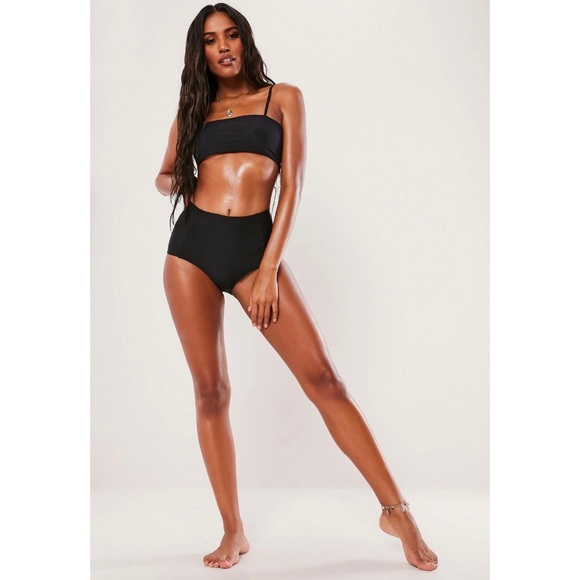NWT Missguided Black High Waisted Bikini Bottoms - Picture 3 of 5